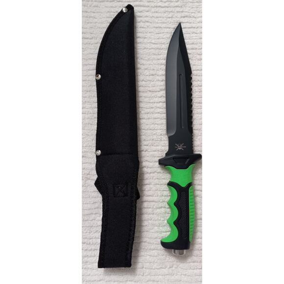 TAC ASSAULT 13inch Overall Knife Black Blade Greenblack Nylon Sheath TA-055GR/B - Picture 2 of 5